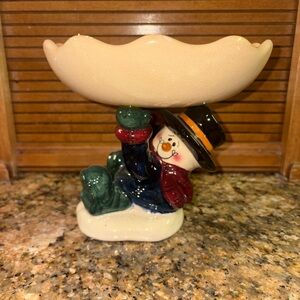 Festive Snowman Holiday Decor Bowl, candy dish or candle holder